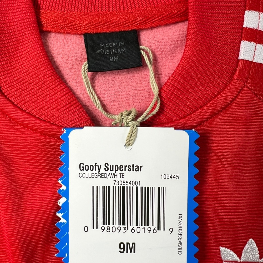 Adidas Track Suit Kids 9M Red Disney Goofy Superstar Jacket Pants Set Vintage - Picture 7 of 16